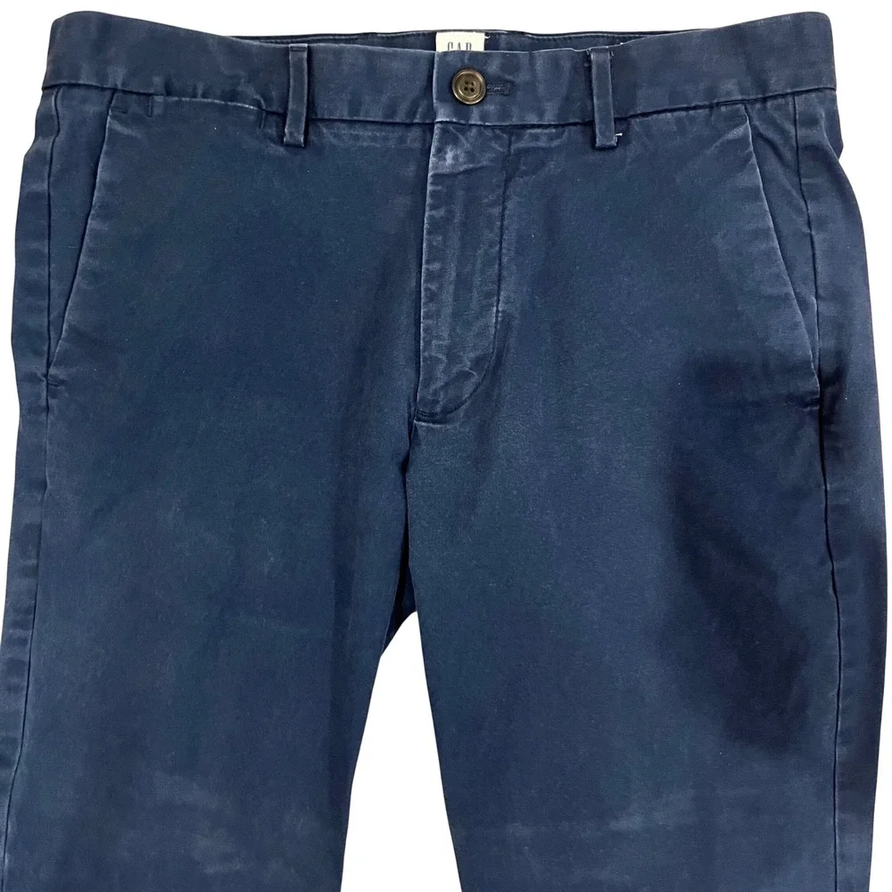 Gap For Good Mens Slim Fit Chino Pants Navy Blue 30x32 Flat Front Trousers